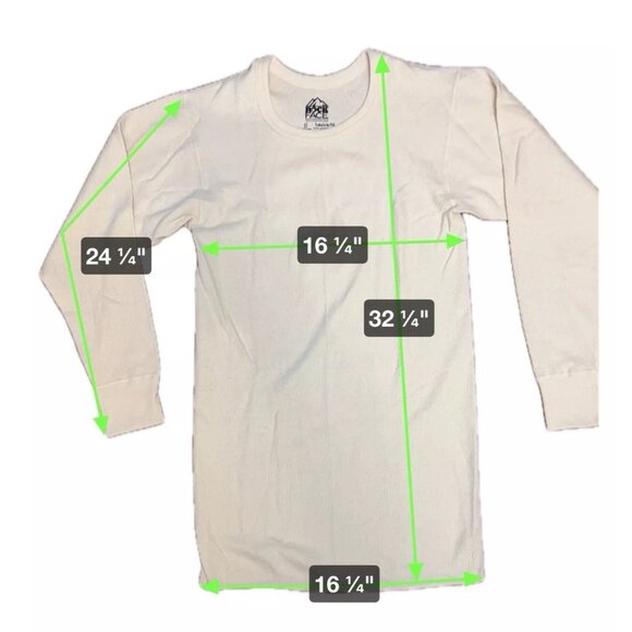 NEW Rock Face Shirt /Thermal Mens Beige Cotton Long Sleeve Breathable Made USA - Picture 5 of 8